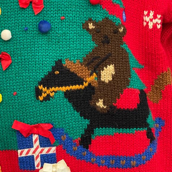 VINTAGE 90s Robinson's Christmas Tree Ugly Holiday Sweater Size Med - Picture 2 of 4